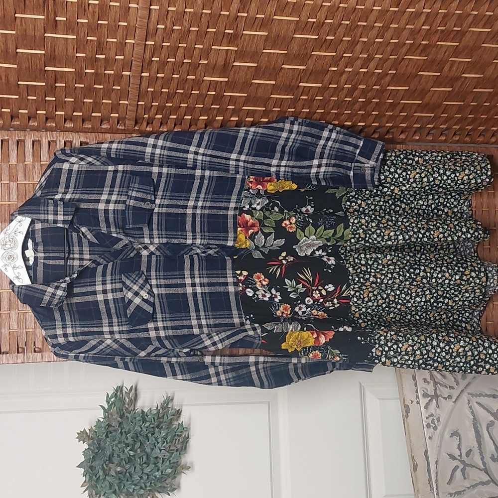 Grunge Flannel Patchwork shirt dress,  Medium
